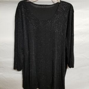 Black Sparkle Short Sleeve Top